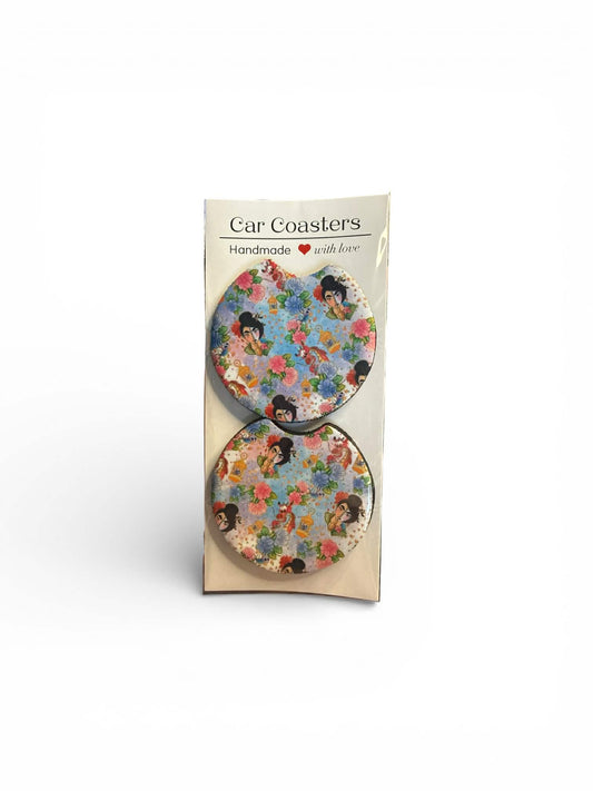 Princess - Absorbent Car Coasters – Cute & Functional Car Accessories (Set of 2)