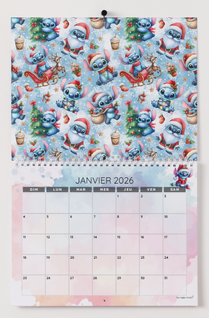 Blue alien (blue winter)/ Alien bleu (hiver bleu)/ Calendrier mural 2026 / 2026 Wall Calendar